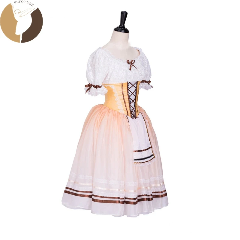 FLTOTURE AT1302 желтая длинная юбка с кружевом балетные конкурсные костюмы Tutu 5 слоев