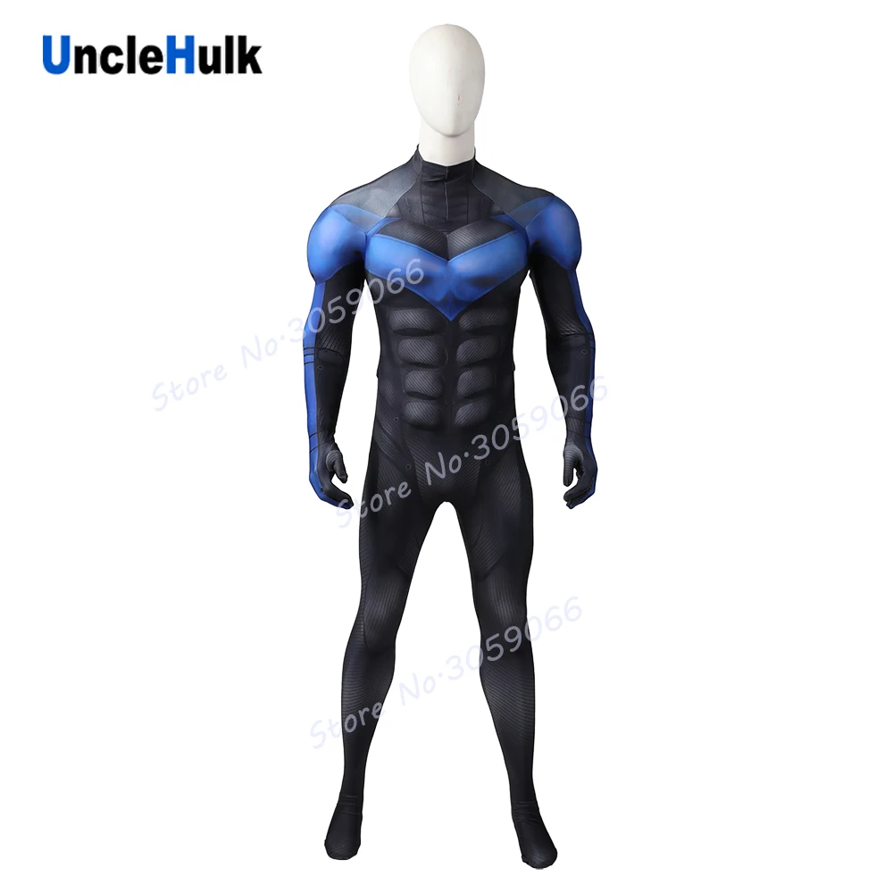 Костюм для косплея Nightwing Muscle черно синий костюм из спандекса с шелковой нитью