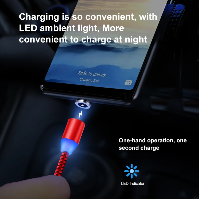 Магнитный USB кабель 1 м шнур для быстрой зарядки iPhone Samsung S8 S9 S10 5G Plus Redmi Note 4 5 6 7 Pro
