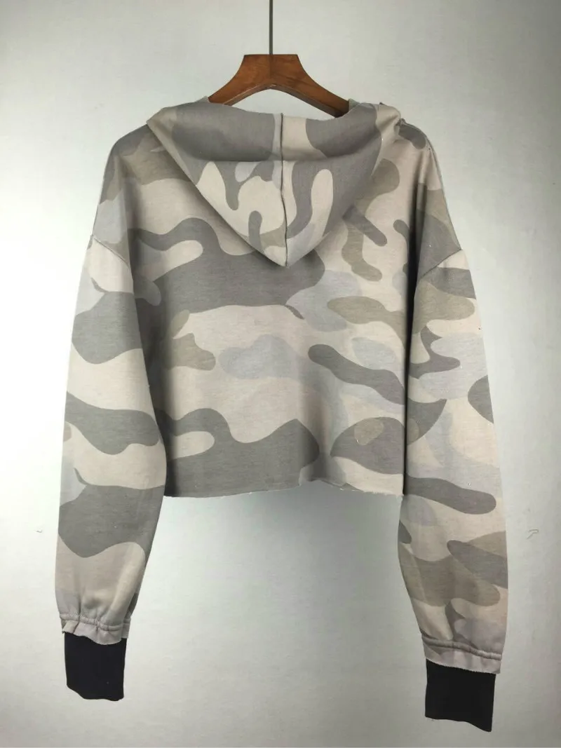 2017 осень зима Для женщин Повседневное камуфляж Толстовки дамы свободные длинным