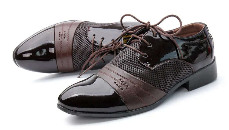 New Arrival Men Formal Shoes Breathable Lace-up Flat Pointed Toe Business PU Leather Footwear Male Dress Shoes