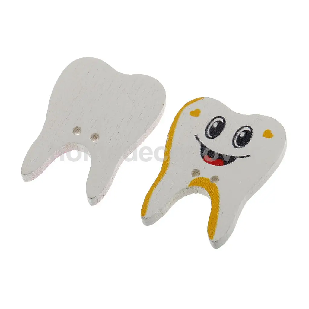 100pcs Multicolor Tooth Shape 2-holes Wooden Buttons for Scrapbooking Sewing Kids Crafts DIY | Дом и сад
