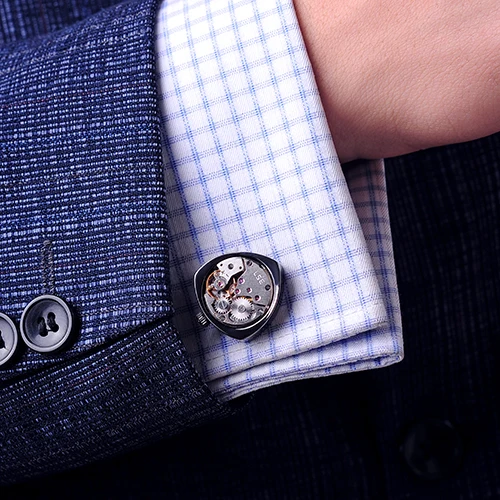 Классические мужские манжетные кнопки для рубашки KFLK с часовым механизмом, черного цвета, высокого качества, брендовые кнопки для манжет.