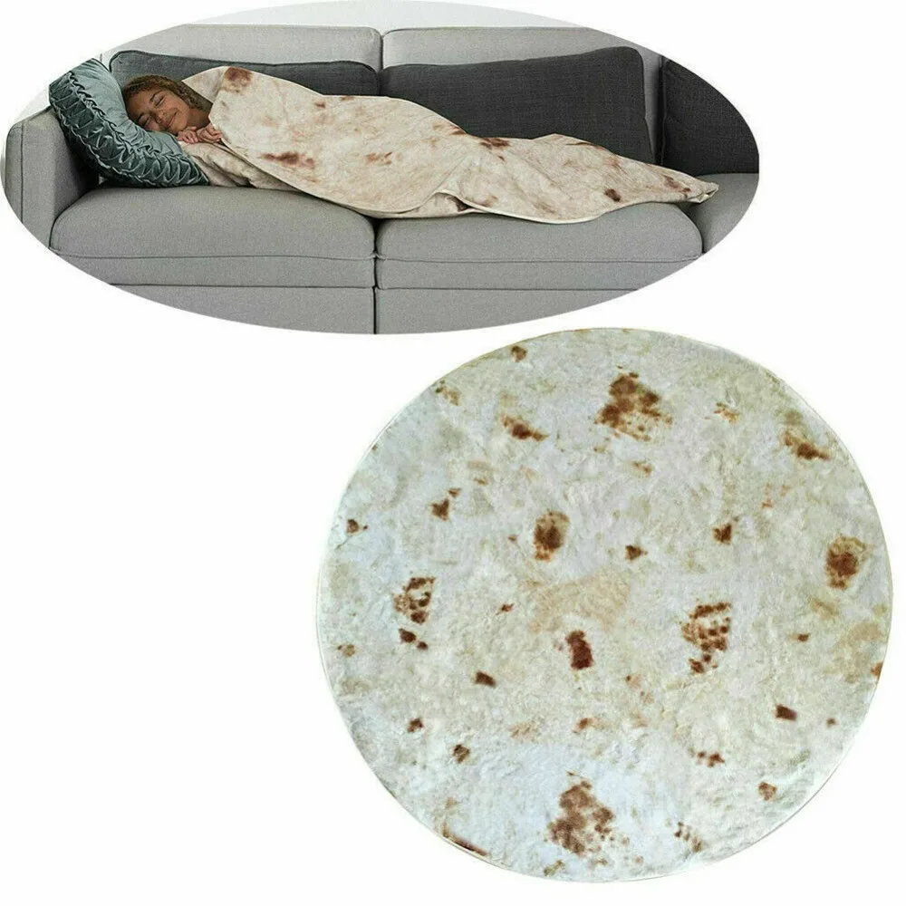 Оригинальное мягкое уютное одеяло Burrito с текстурой тортильи в кепке теплое