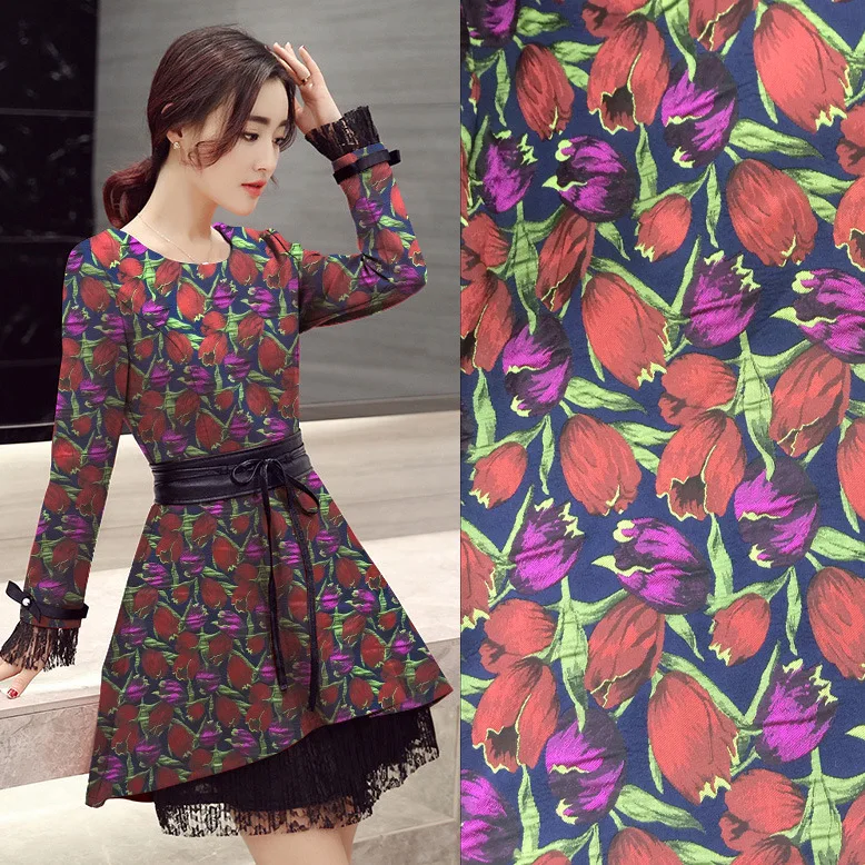 1 м/лот 150 см Ткань Telas шелковый полиэстер Окрашенные жаккардовые brocade мода