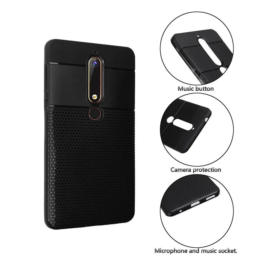 Чехол для Nokia 6 2018 Матовый Модный мягкий силиконовый чехол из искусственной кожи