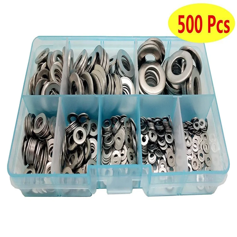 

Набор плоских шайб из нержавеющей стали, 500 шт, M2 M2.5 M3 M4 M5 M6 M8 M10