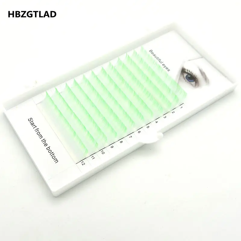 HBZGTLAD фирменные Новые Накладные Ресницы C/D curl 0 07/0 1 мм 8-14 белые + зеленые