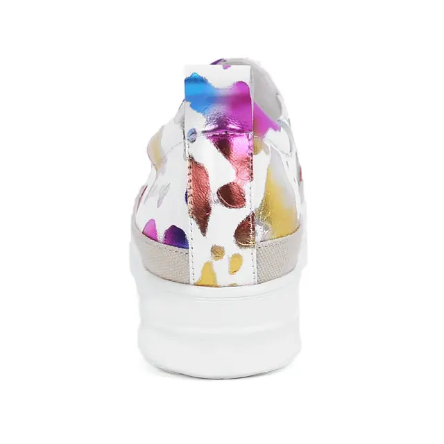 2017 Женщин Неподдельной Кожи Оксфорды Квартиры обувь Slip On Круглым Носком Камуфляж