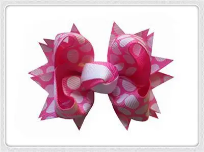 

50pcs Hand Customize Triangle Core Peak Leaf Flower Happy Girl Hair Accessories 2 Tone 3.5" Windmill Bow Clip