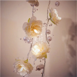 White flower Романтический 2 м 20 светодио дный гирлянды строки свадьбы гирляндой Жемчужное Украшение Цветка светодио дный Сад света строки для праздничного декора - Испускаемый цвет: White flower