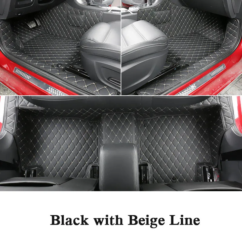 Black withBeige Line QCBXYYXH кожаные автомобильные коврики для LHD MG6 Авто подушечки автомобильной ковровое покрытие внутренние аксессуары - Название цвета: Black withBeige Line