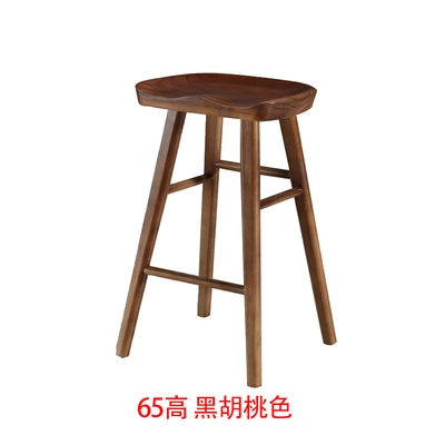 black walnut H65cm Скандинавский современный минималистичный барный стул из твердой древесины для дома креативный высокий барный стул - Цвет: black walnut H65cm