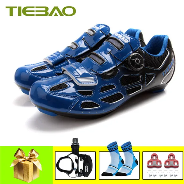 pedals with 1259 B Tiebao, обувь для велоспорта, мужская, Pro sapatilha ciclismo, женская, обувь для гонок, шоссейного велосипеда, нейлоновая, ТПУ, дышащая, авто-замок, велосипедная обувь - Цвет: pedals with 1259 B
