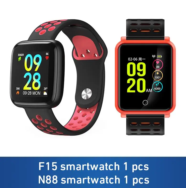 red add orange Diggro N88 F15 Смарт часы IP68 водонепроницаемый цветной экран монитор сердечного ритма кровяного давления сменный Браслет для Android IOS - Цвет: red add orange