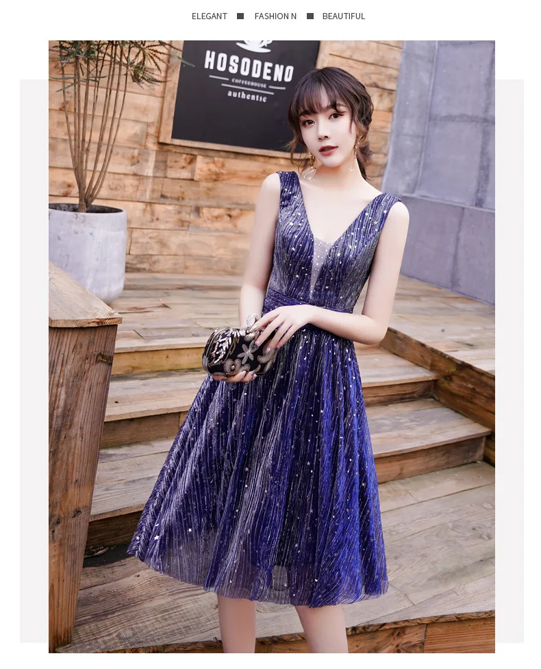 Royak Blue Evening Gowns for Women Robe De Soiree Starry Sky Fashion Evening Dress Party Elegant Arabic Long Formal Dress ES2553