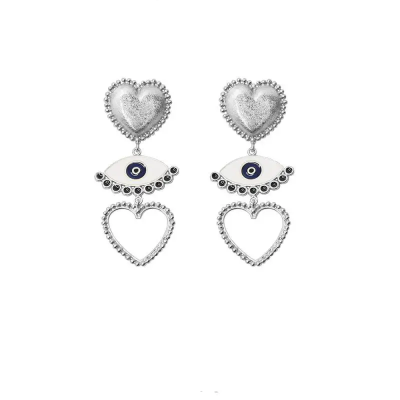 AOMU Punk Metal Gold Color Heart Earring For Women Lady Vintage Exaggerate Statement Eye Dangle Earring Ear Jewelry Set