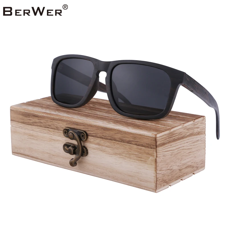 Деревянные солнцезащитные очки BerWer Ebony с поляризованными линзами и модным