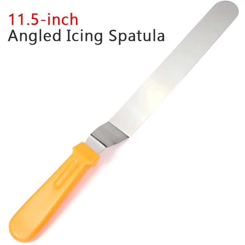 Orange 11.5 inch Лопатка для торта, 5,5/7,5/9,5/11," изогутое лезвие-Пластик ручка, профессиональный Нержавеющая сталь инструменты для украшения торта - Цвет: Orange 11.5 inch