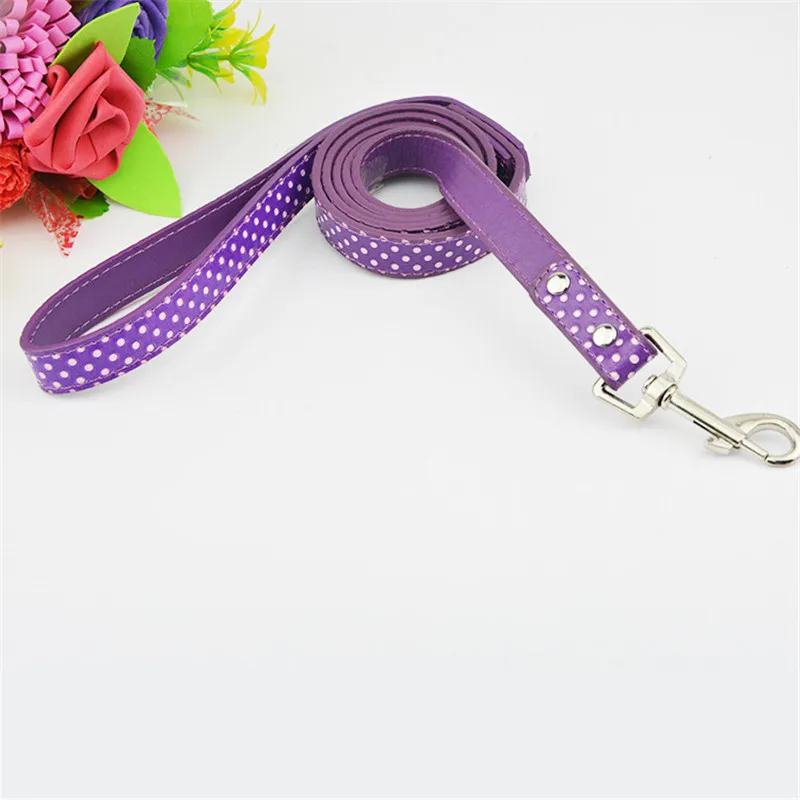 

(40 Pieces/lot) Hot WholeSale Fashion Polka Dot Pu Leather Dog Lead Pet Leashes