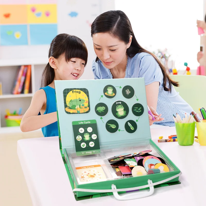 Магнитная головоломка Монтессори наклоняющийся жизненный цикл животных