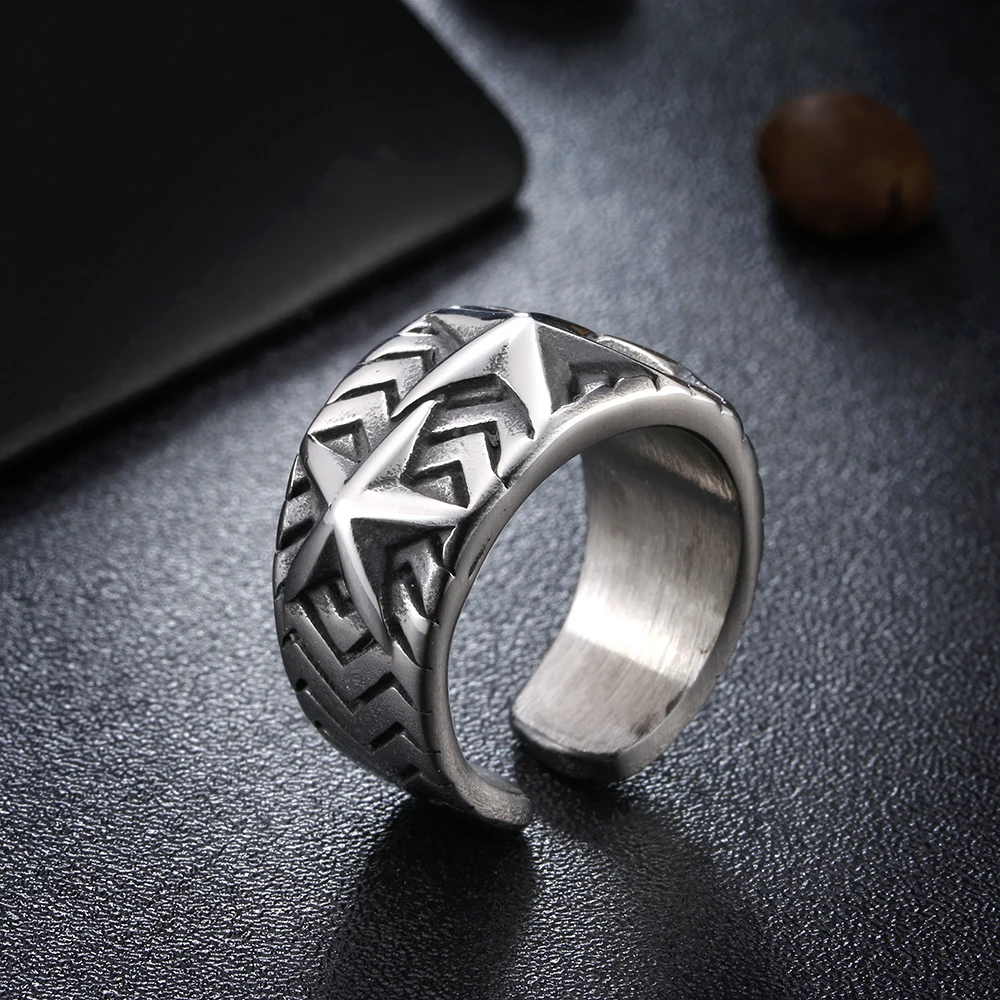 Мужское кольцо из нержавеющей стали для мальчиков Wicca Волшебная Пентаграмма