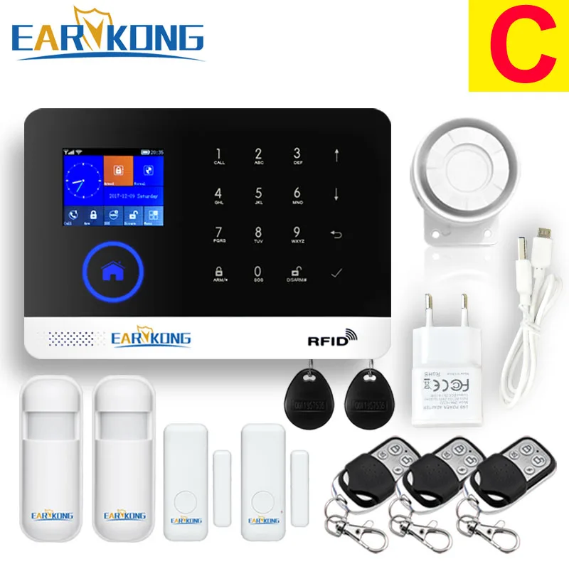 C Wifi GSM сигнализация GPRS RFID TFT экран сенсорная клавиатура Английский Русский Испанский Немецкий польский итальянский французский Android приложение IOS - Цвет: C