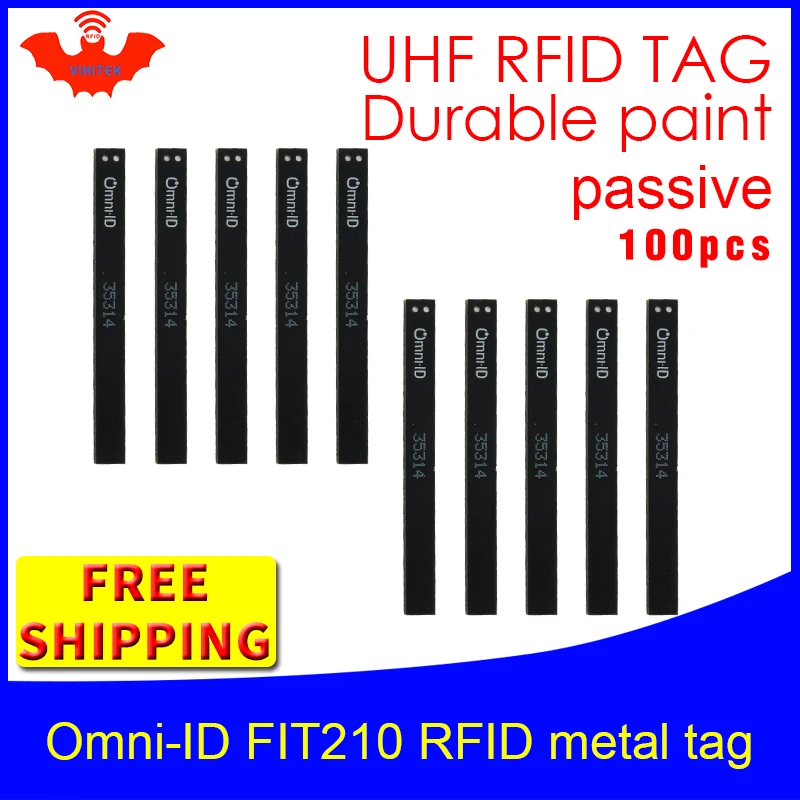 Kopen UHF RFID Metalen Tag Omni-ID Fit210 915 M 868 Mhz Alien H3 EPC 100 Pcs Gratis Verzending Duurzaam Verf Lange En Dunne Passieve RFID Tags