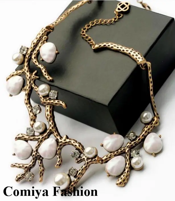 Comiya Винтаж цветок воротник имитация жемчуга цепочки и ожерелья заполнены змея