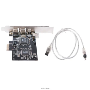 1 комплект PCI-e 1X IEEE 1394A 4 порта (3 + 1) Firewire Card адаптер с 6-контактным на 4-контактный IEEE 1394 кабель для настольных ПК высокое качество