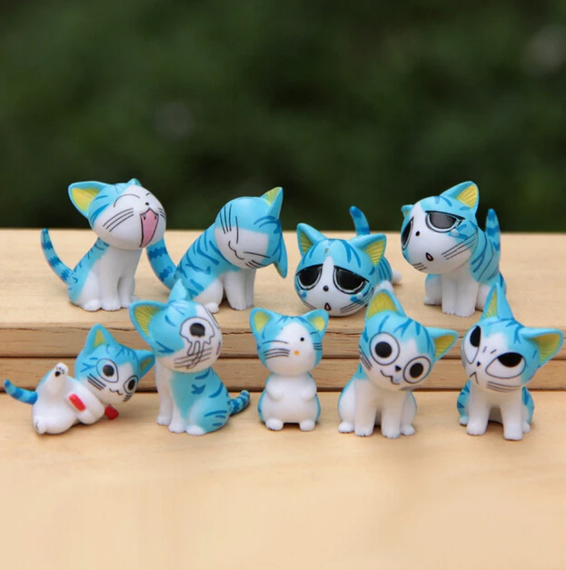 Figuras de Anime japonesas, mu&ntilde;ecos de juguete de Cheese Cat, 9 unids/lote-1