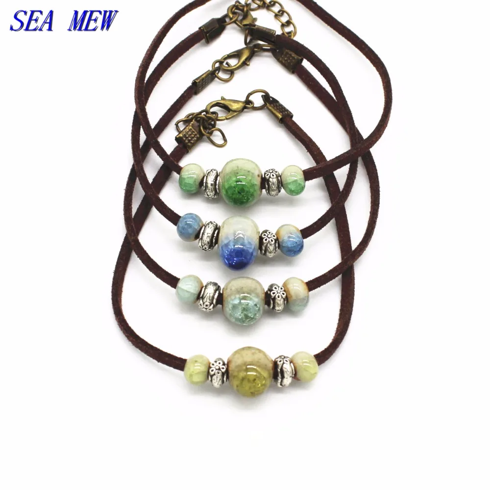SEA MEW модный металлический сплав керамический браслет регулируемые фарфоровые