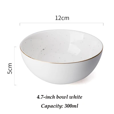 4.7-inch bowl white Европейский стиль, французский стиль, Золотая оправа, керамическая тарелка, рыбные блюда для бифштекса, западное блюдо, десертная тарелка, миска для риса, Phnom Penh, серия - Цвет: 4.7-inch bowl white