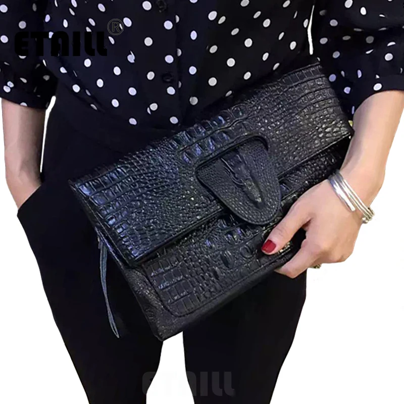 Сумочка из кожи аллигатора двойная молния тисненый крокодиловый клатч кошелек