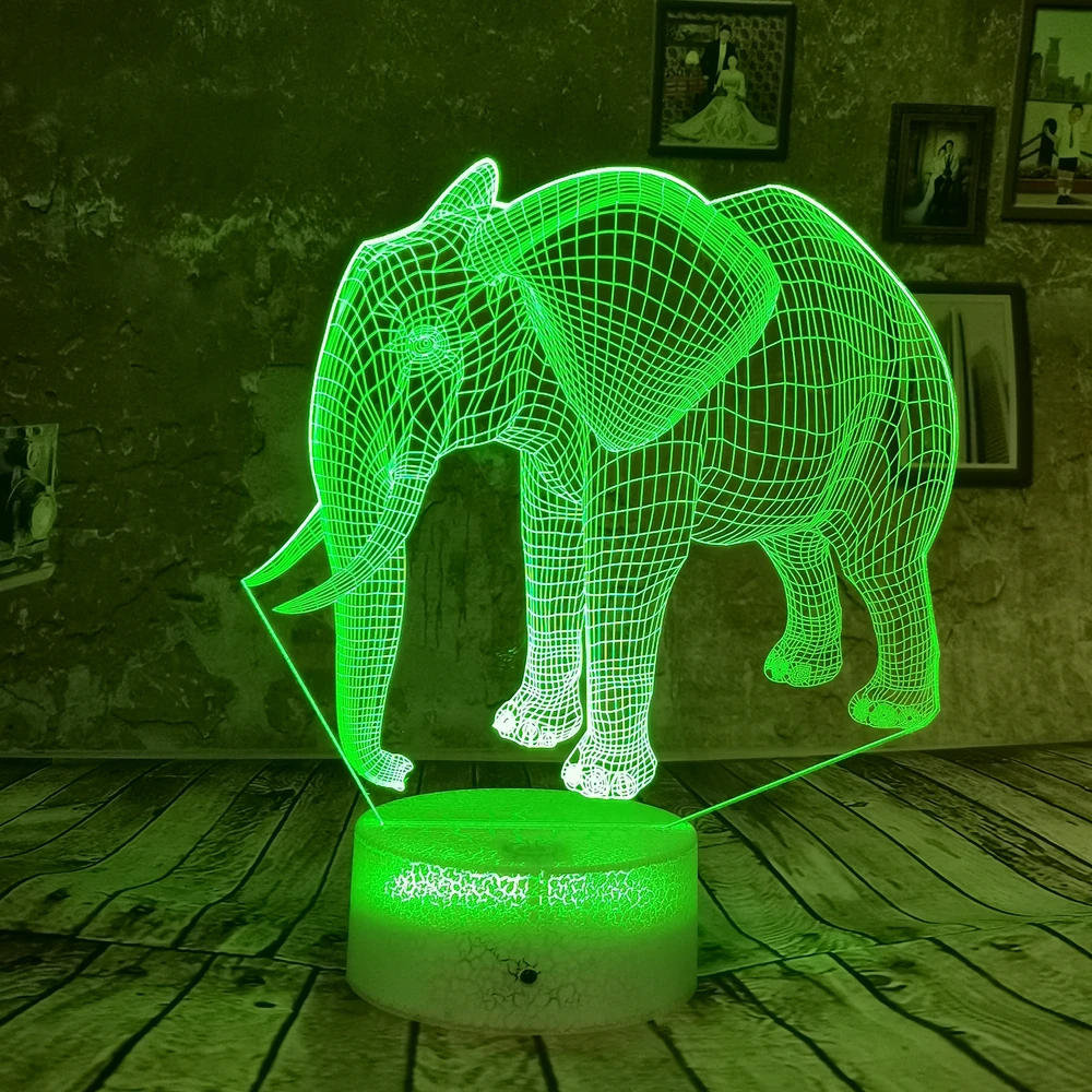 Дропшиппинг милый слон 3D ночник Led RGB 7 видов цветов Сенсорная цветная настольная