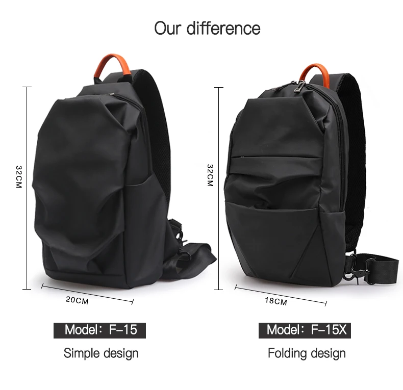 FYUZE New Multifunction Crossbody Bags Men Waterproof Nylon Chest Pack Short Trip Messengers Chest Bag Shoulder Bag Male