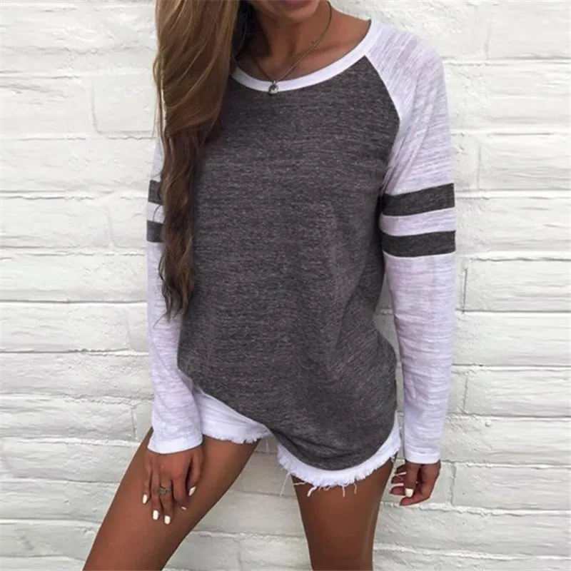 Autumn Long Sleeve Blouse Women 2019 Casual O-neck Patchwork Shirt Slim Lady Blouses Basic Tops Tee Blusas Plus Size 5XL