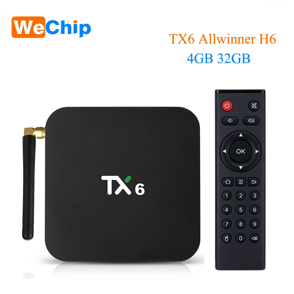 Wechip TX6 Allwinner H6 Android 9,0 ТВ приставка 4G 64G четырехъядерный двойной wifi Bluetooth 4,1 4K H.265 HDR 3D Youtube Отт медиаплеер