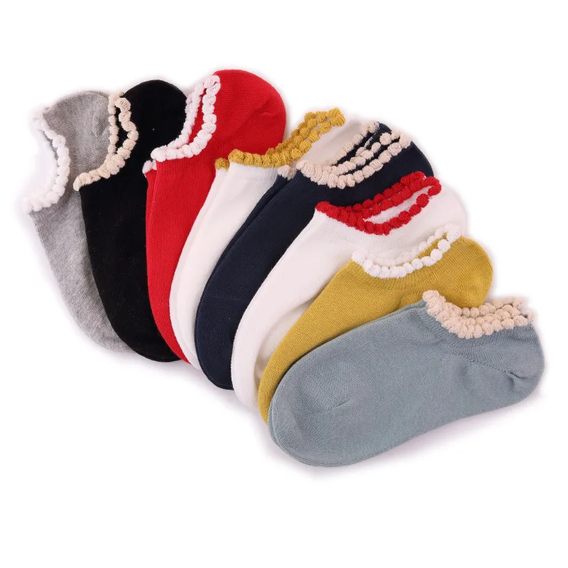 Новинка яркие цвета кружевные женские лодочные носки с пузырьками Модные Узкие цветочным рисунком тапочки