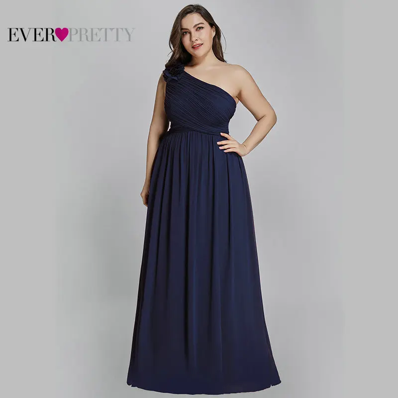 Navy Blue Платья для подружек невесты из шифона бордового цвета размера плюс, элегантные свадебные платья трапециевидной формы без рукавов EP08237 - Цвет: Navy Blue