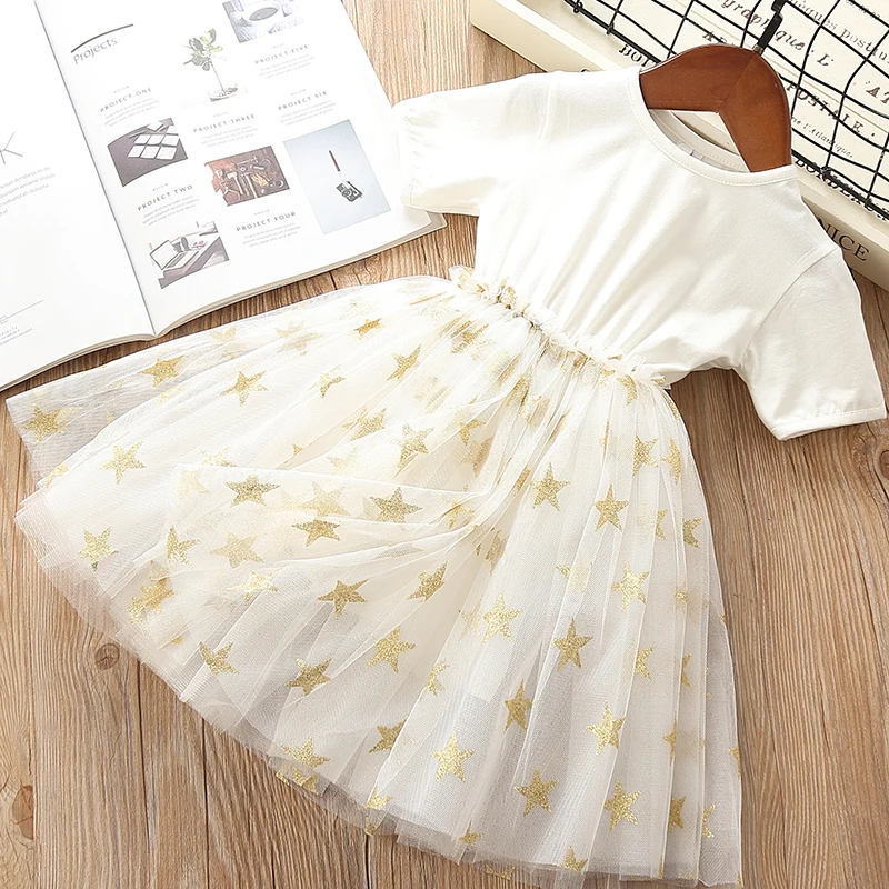 Maiboxiong/Новая летняя детская одежда пышное платье принцессы со звездами для