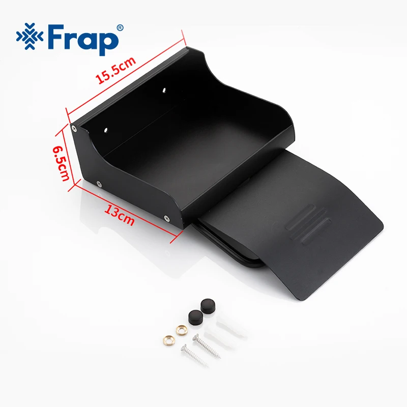 

FRAP Newly Wall Mounted Space Aluminum Black Paper Towel Shelf Phone Waterproof and Moisture Proof Toilet Paper Holder Y18058