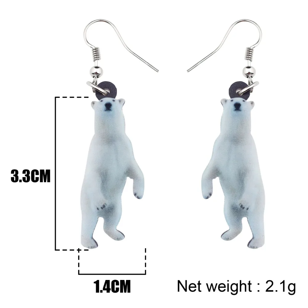 WEVENI Acrylic Standing Polar Bear Earrings New Long Dangle Drop Trendy Fashion Arctic Animal Jewelry For Women Girls Wholesale | Украшения
