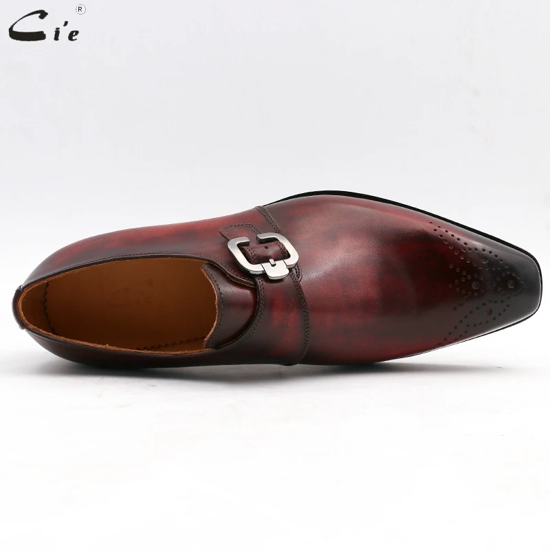 cie Square Plain Toe Full Grain Calf Leather Custom Blake Stitch Men's Handmade Dress Monk Straps Office Shoe Men Elegant MS02