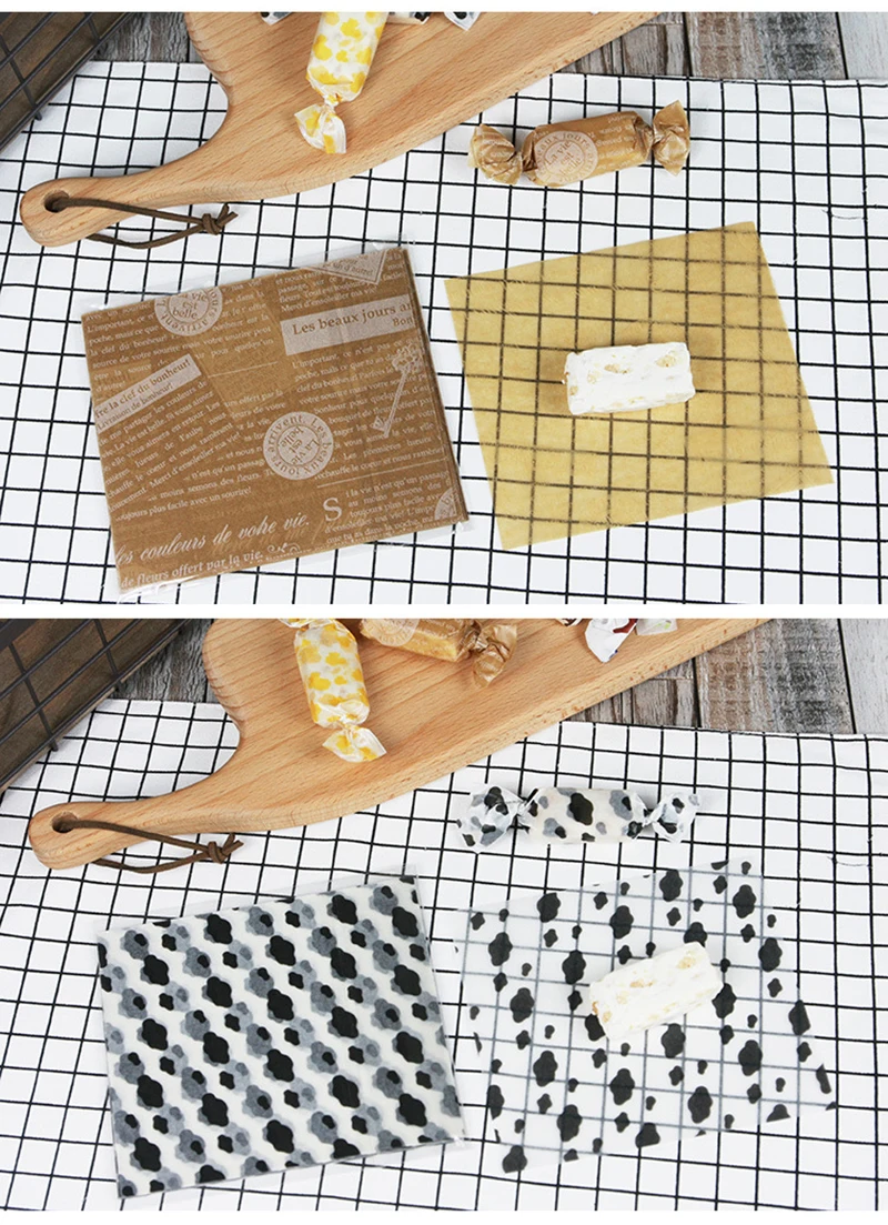 100 шт./компл. фантика выпечки Упаковка Nougat упаковочная Бумага для Рождества Одежда для свадьбы, дня рождения Вощеная Бумага сумки формы для выпечки