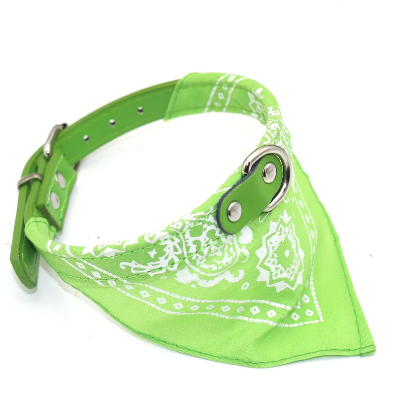 green Классический Pet Кот Воротник из искусственной кожи маленькая собака шарф Регулируемый щенок кошки шейный платок trigon животное аксессуары воротники - Цвет: green