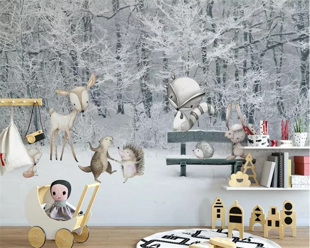 Beibehang пользовательские 3d обои для детской комнаты зимняя снежная сцена лес