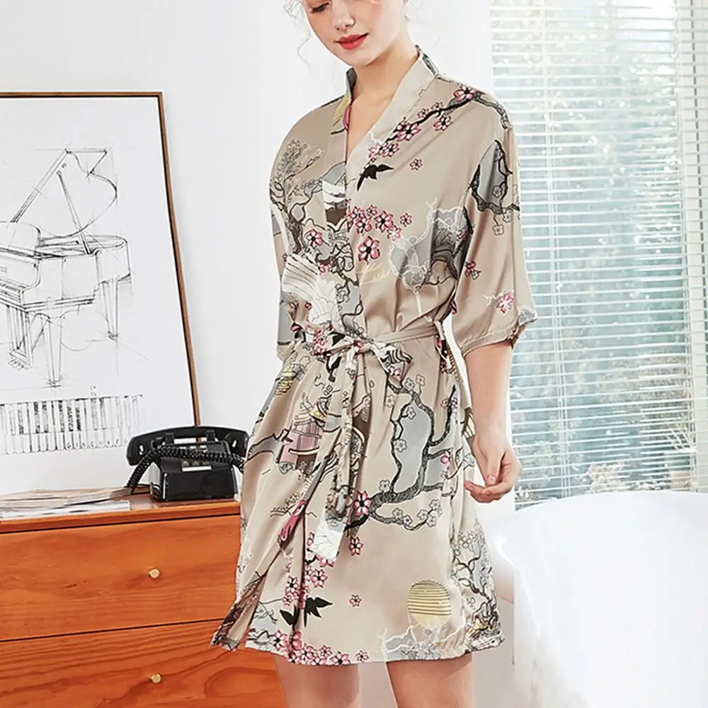 Женские атласные халаты с принтом невесты банные для свадебные кимоно одежда сна