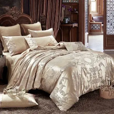 

New Cotton Beauty Jacquard Duvet Cover Set 4pcs&3Pcs set Europe bed single double adult bedding Set princess FG626-5