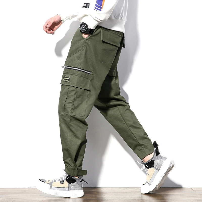 2020 Autumn Men Harajuku Cotton Multi-Pocket Safari Style Fashion Men's Jogger Cargo Pants Streetwear Trousers ABZ394 | Мужская